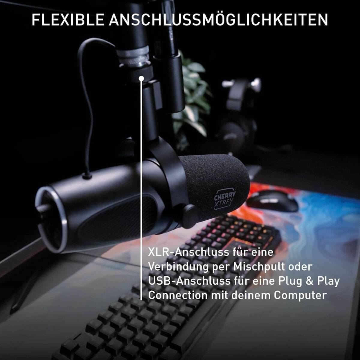 Cherry Xtrfy NGALE X Mikrofon – USB & XLR, dynamisch, Cardioid, Plug & Play