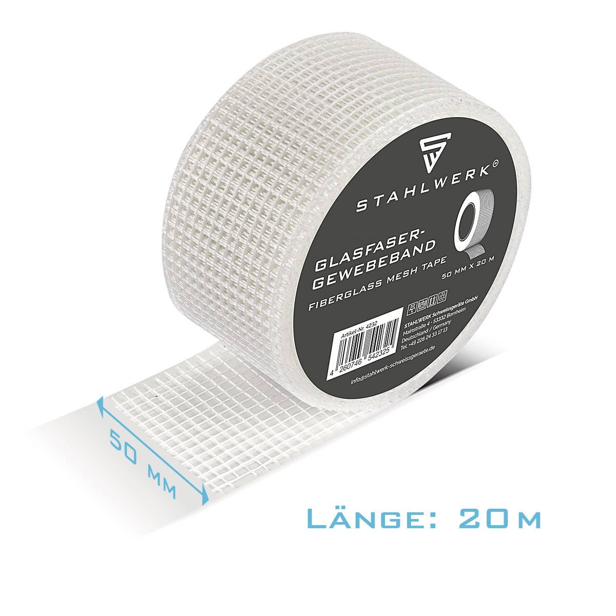 STAHLWERK Glasfaser-Gewebeband 3er Set 20 m x 50 mm, selbstklebend