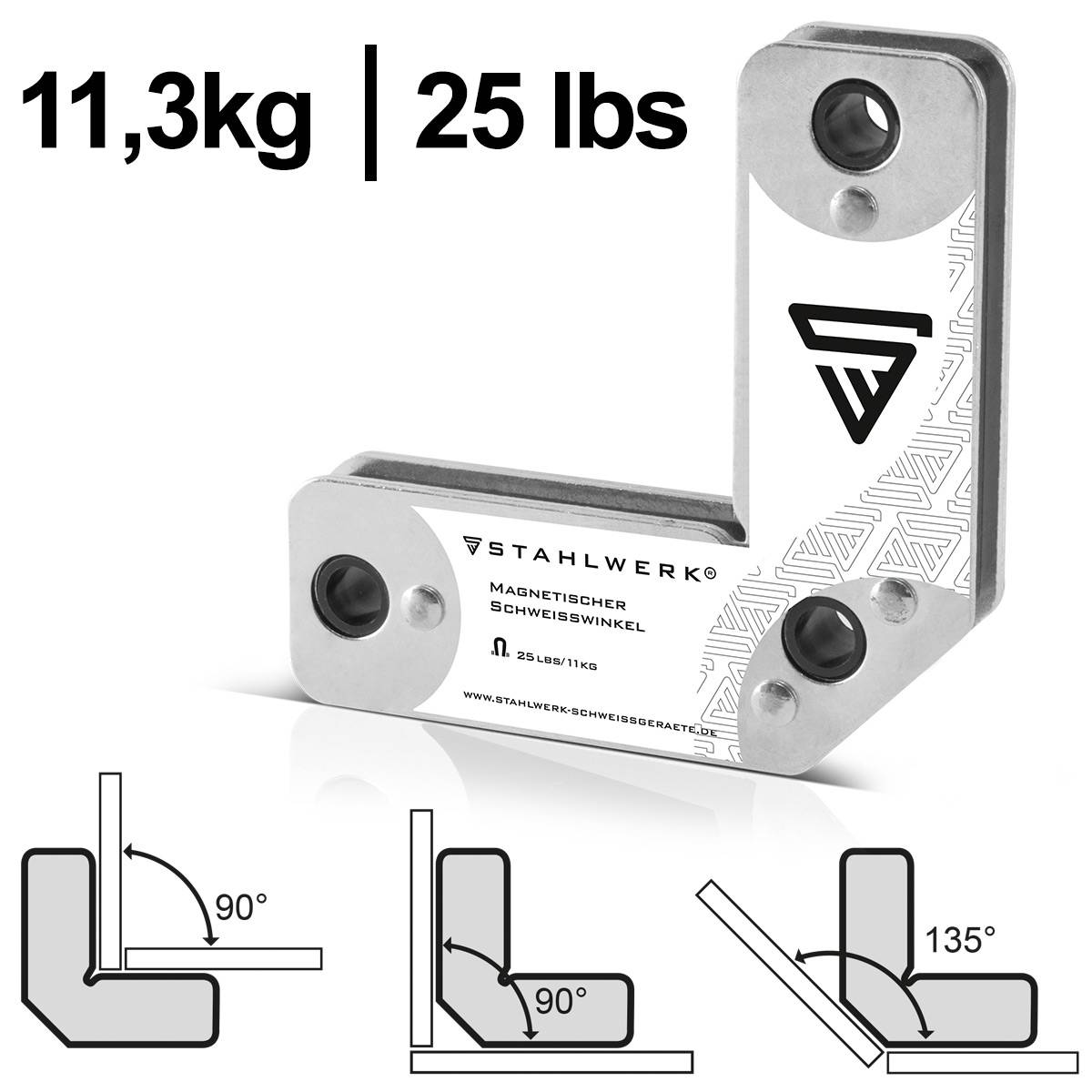 STAHLWERK Schweißwinkel 4er Set Magnet 11,3kg 25lbs Schweißmagnet Magnetwinkel