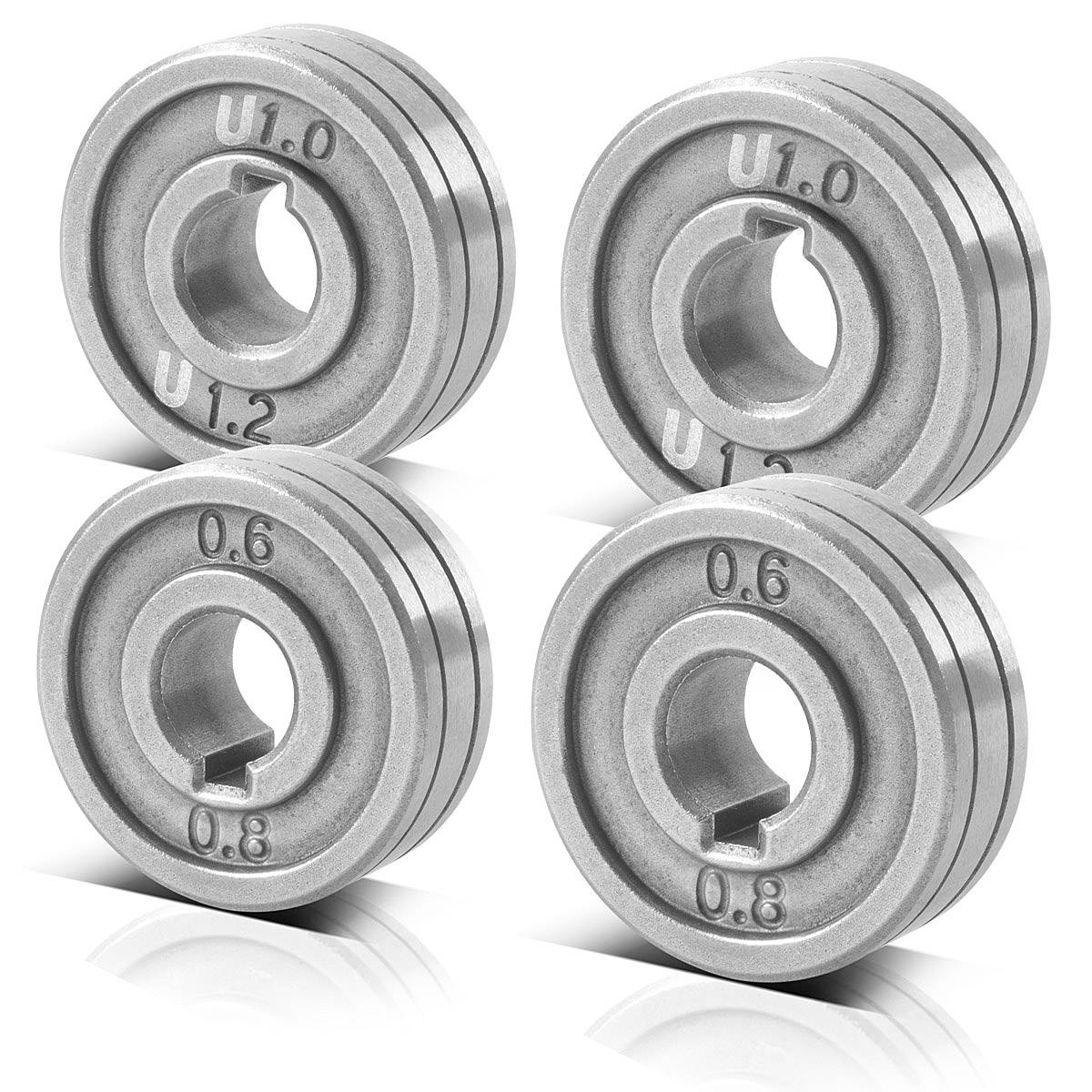 STAHLWERK Drahtführungsrolle 4er Set 0,6 / 0,8 mm 1,0 / 1,2 mm U & V Profil