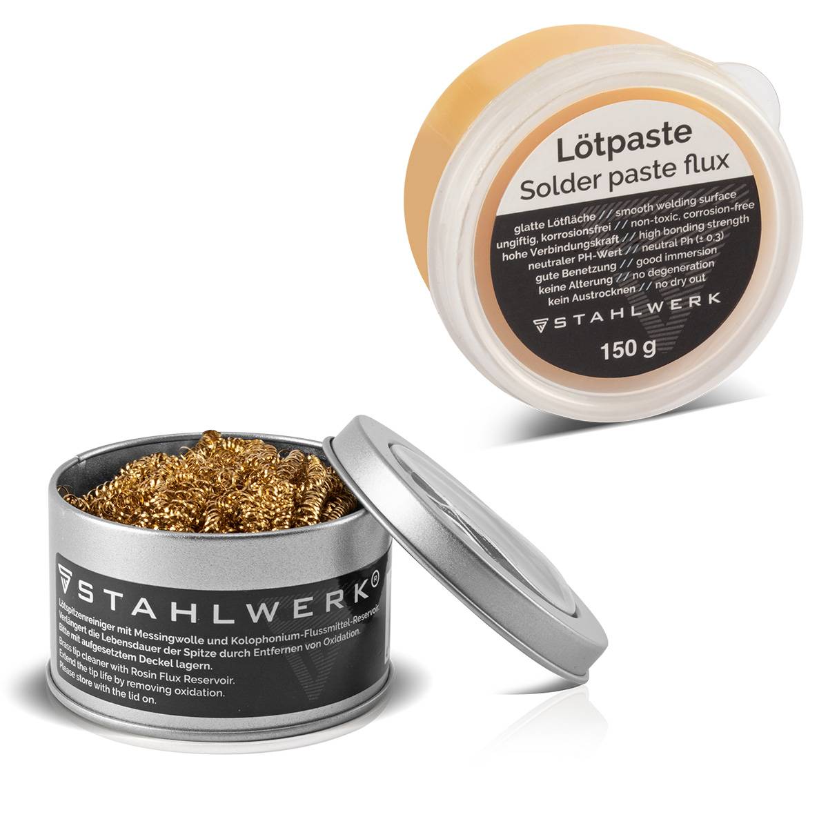 STAHLWERK Lötzubehör Set mit Lötkolbenspitzen-Reiniger, Lötpaste & Lötpaste