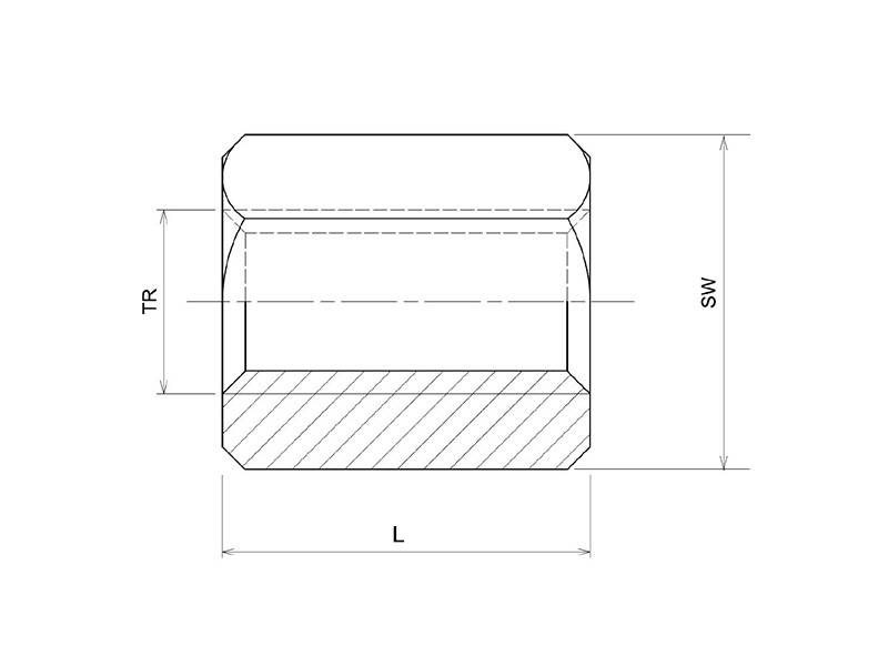 Trapezgewindemutter ESKM 20X8P4 rechts Stahl, Sechskant SW30L30