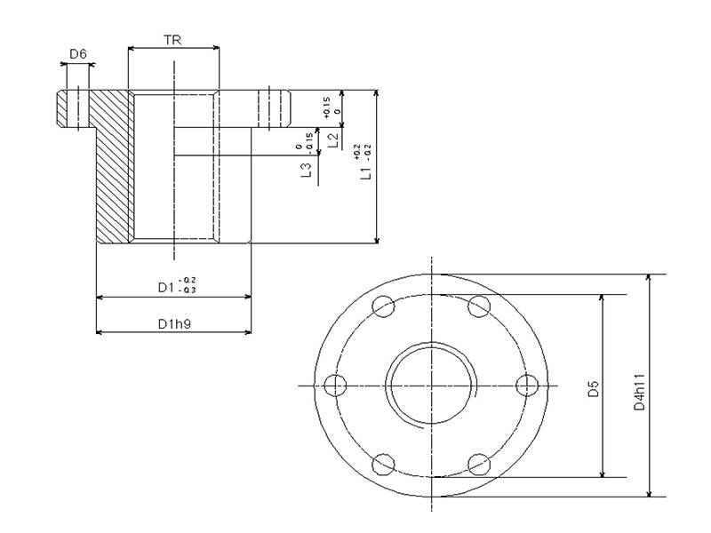 Trapezgewindemutter Flansch EBFM 8x1,5 rechts Rotguss