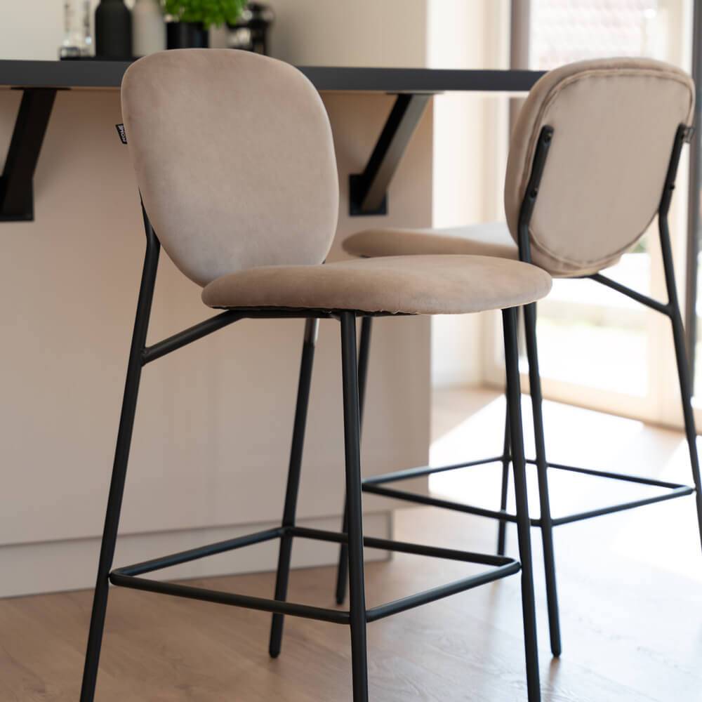 BARHOCKER CELDA - Menge: 5, Farbe: Samt Hellbraun