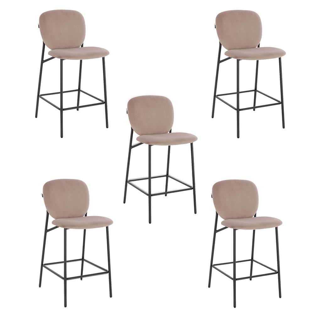 BARHOCKER CELDA - Menge: 5, Farbe: Samt Hellbraun