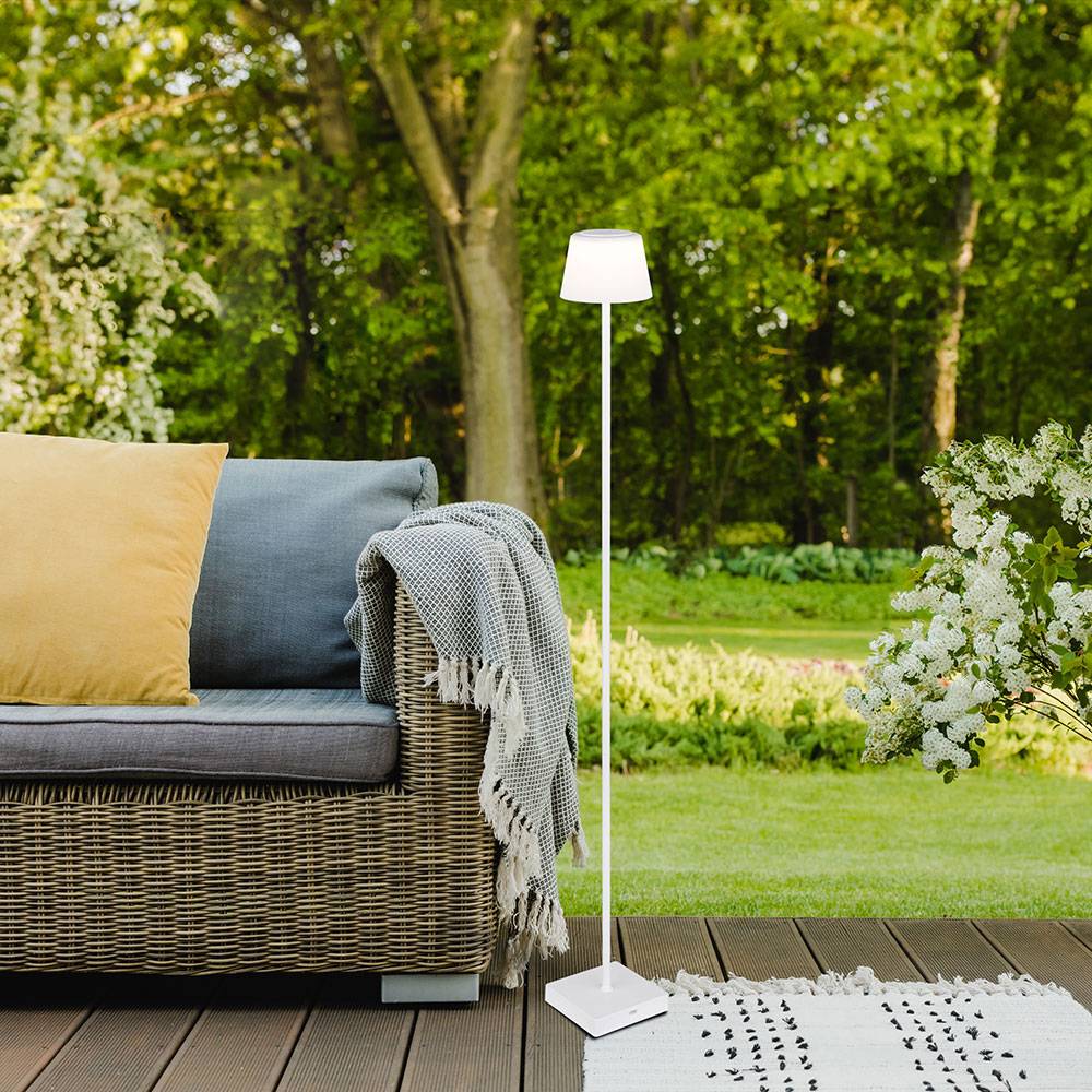 Stehlampe Stehleuchte Standleuchte Beistellleuchte Außenlampe mit Touchdimmer, Metall Kunststoff weiß, Akku CCT USB, LED 4W 200Lm 3000K, 4000K, 5000