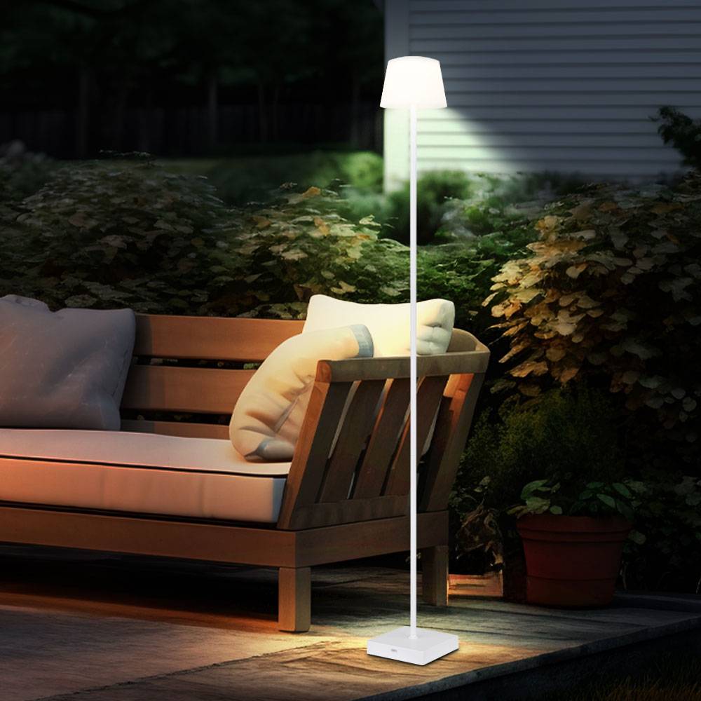 Stehlampe Stehleuchte Standleuchte Beistellleuchte Außenlampe mit Touchdimmer, Metall Kunststoff weiß, Akku CCT USB, LED 4W 200Lm 3000K, 4000K, 5000