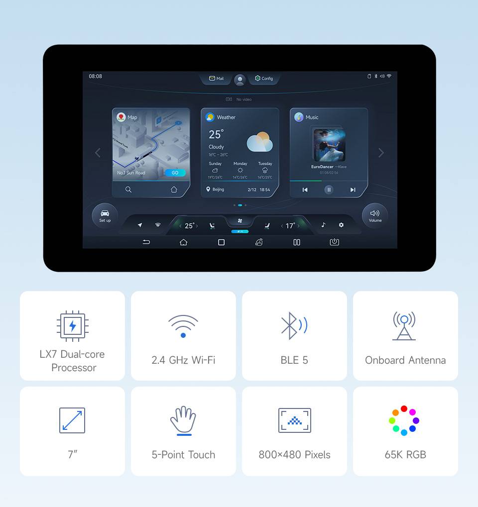 WaveShare ESP32-S3 7inch Capacitive Touch Display Dev Board 800x480
