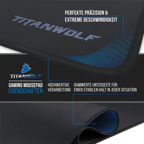 Titanwolf XL Speed Gaming Mauspad - 44 x 35 x 0,3 cm Mousepad / Präzision und Geschwindigkeit Titanwolf XL Speed Gaming Mauspad - 44 x 35 x 0,3 cm Mousepad / Präzision und Geschwindigkeit