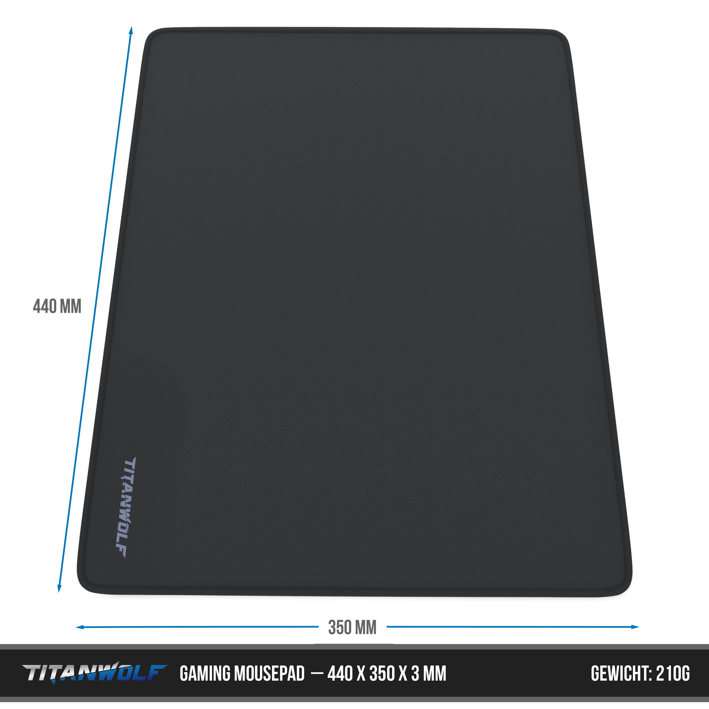 Titanwolf XL Speed Gaming Mauspad - 44 x 35 x 0,3 cm Mousepad / Präzision und Geschwindigkeit