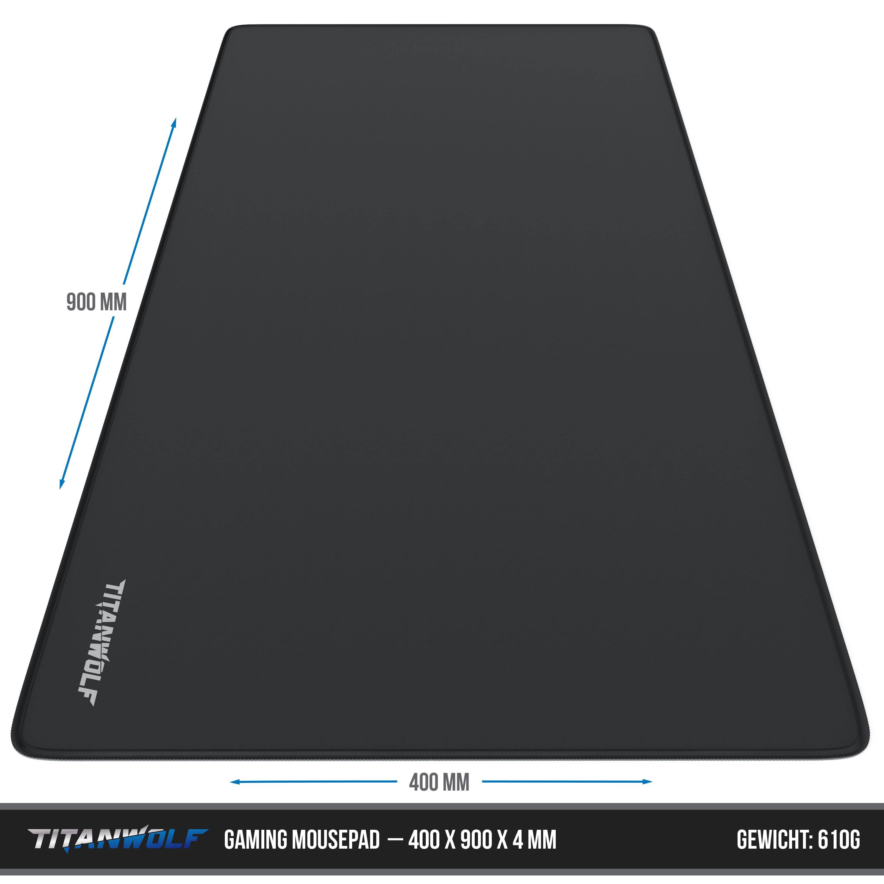 Titanwolf Gaming Mauspad, XXL Speed Gaming Mousepad / Extragroße Fläche von 900 x 400mm, Titanwolf Logo