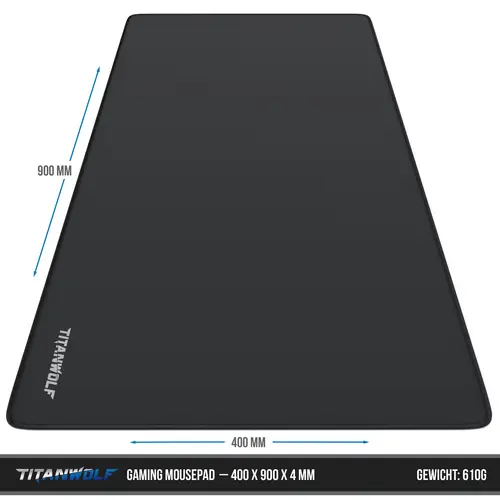 Titanwolf Gaming Mauspad, XXL Speed Gaming Mousepad / Extragroße Fläche von 900 x 400mm, Titanwolf Logo Titanwolf Gaming Mauspad, XXL Speed Gaming Mousepad / Extragroße Fläche von 900 x 400mm, Titanwolf Logo