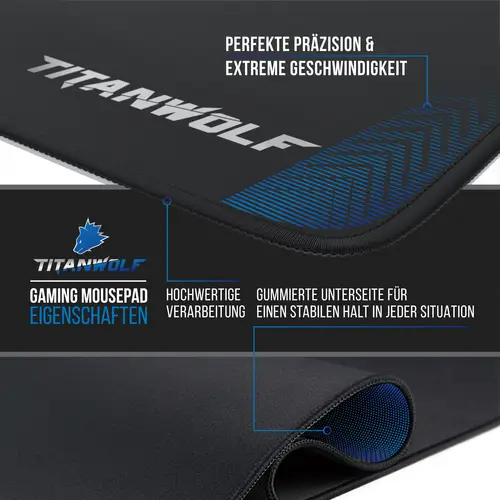 Titanwolf Gaming Mauspad, XXL Speed Gaming Mousepad / Extragroße Fläche von 900 x 400mm, Titanwolf Logo Titanwolf Gaming Mauspad, XXL Speed Gaming Mousepad / Extragroße Fläche von 900 x 400mm, Titanwolf Logo