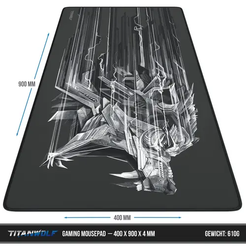 Titanwolf Gaming Mauspad, 900 x 400mm XXL Mousepad, verbessert Präzision & Geschwindigkeit, schwarz Titanwolf Gaming Mauspad, 900 x 400mm XXL Mousepad, verbessert Präzision & Geschwindigkeit, schwarz