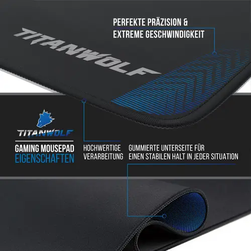 Titanwolf Speed Gaming Mauspad 350 x 250mm Mousepad / 3mm Höhe / rutschfest / strapazierfähig Titanwolf Speed Gaming Mauspad 350 x 250mm Mousepad / 3mm Höhe / rutschfest / strapazierfähig