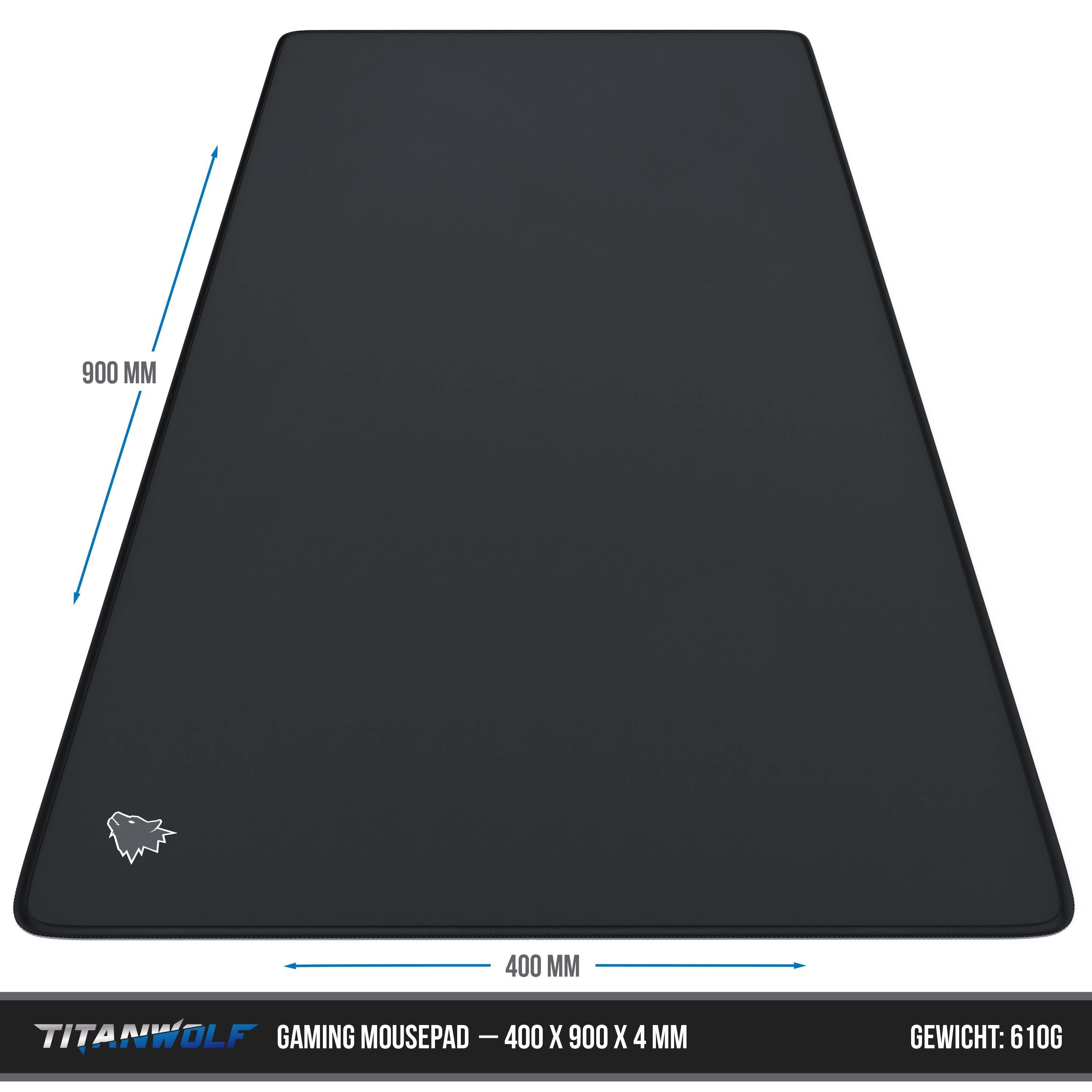 Titanwolf Gaming Mauspad XXL, glattes Stoffgewebe, Speed Mousepad 900x400mm große Fläche, kleines Logo rechts