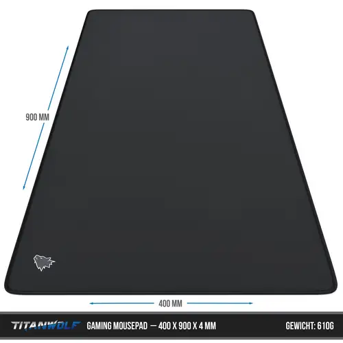 Titanwolf Gaming Mauspad XXL, glattes Stoffgewebe, Speed Mousepad 900x400mm große Fläche, kleines Logo rechts Titanwolf Gaming Mauspad XXL, glattes Stoffgewebe, Speed Mousepad 900x400mm große Fläche, kleines Logo rechts