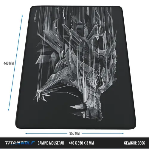 Titanwolf Gaming Mauspad XL, 440 x 350mm Mousepad mit Stoffoberfläche, Gummierte Rückseite, Wolfsmotiv Titanwolf Gaming Mauspad XL, 440 x 350mm Mousepad mit Stoffoberfläche, Gummierte Rückseite, Wolfsmotiv