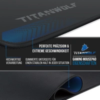 Titanwolf Gaming Mauspad XL, 440 x 350mm Mousepad mit Stoffoberfläche, Gummierte Rückseite, Wolfsmotiv Titanwolf Gaming Mauspad XL, 440 x 350mm Mousepad mit Stoffoberfläche, Gummierte Rückseite, Wolfsmotiv