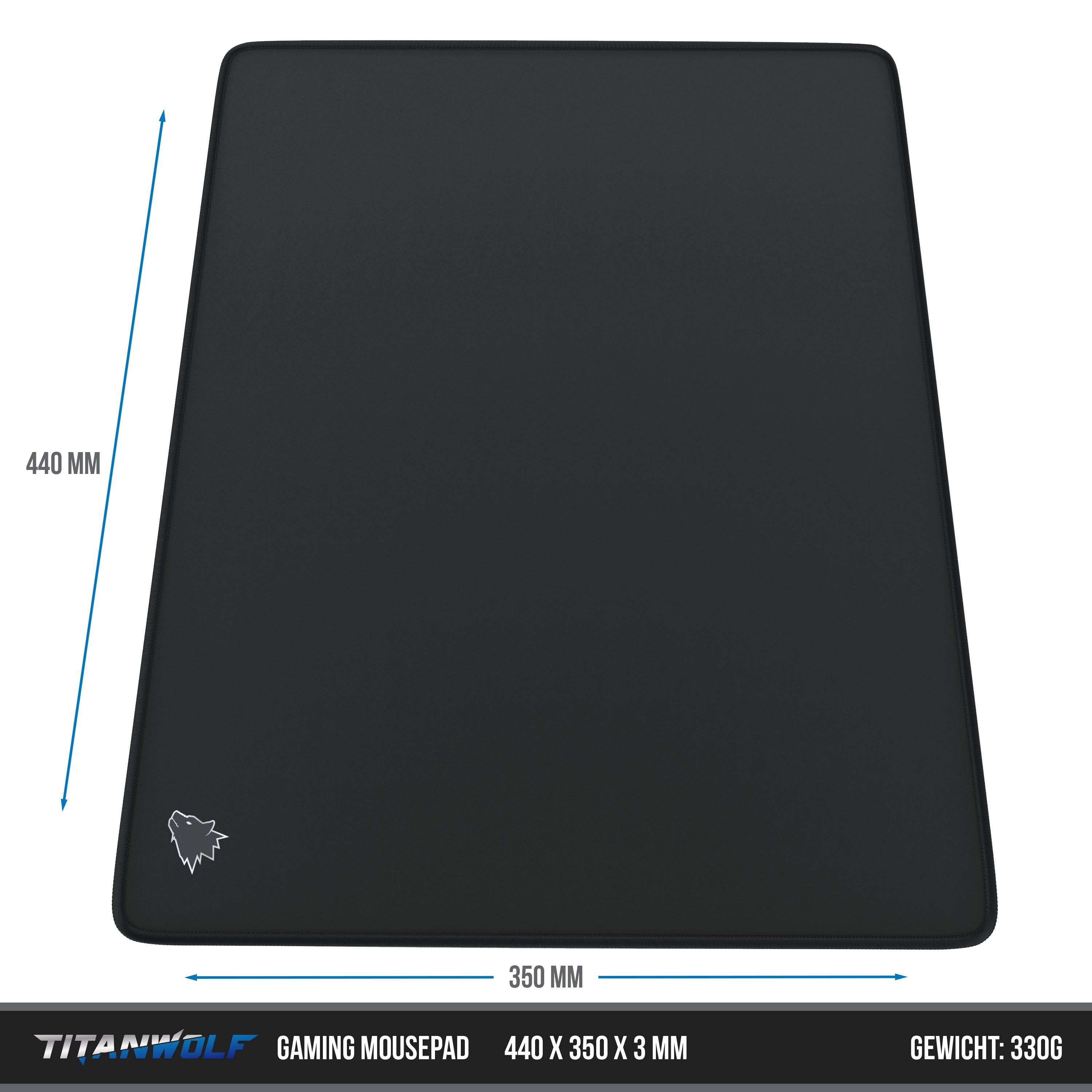 Titanwolf Gaming Mauspad XL, 440 x 350mm Mousepad mit Stoffoberfläche, Gummierte Rückseite, kleines Motiv