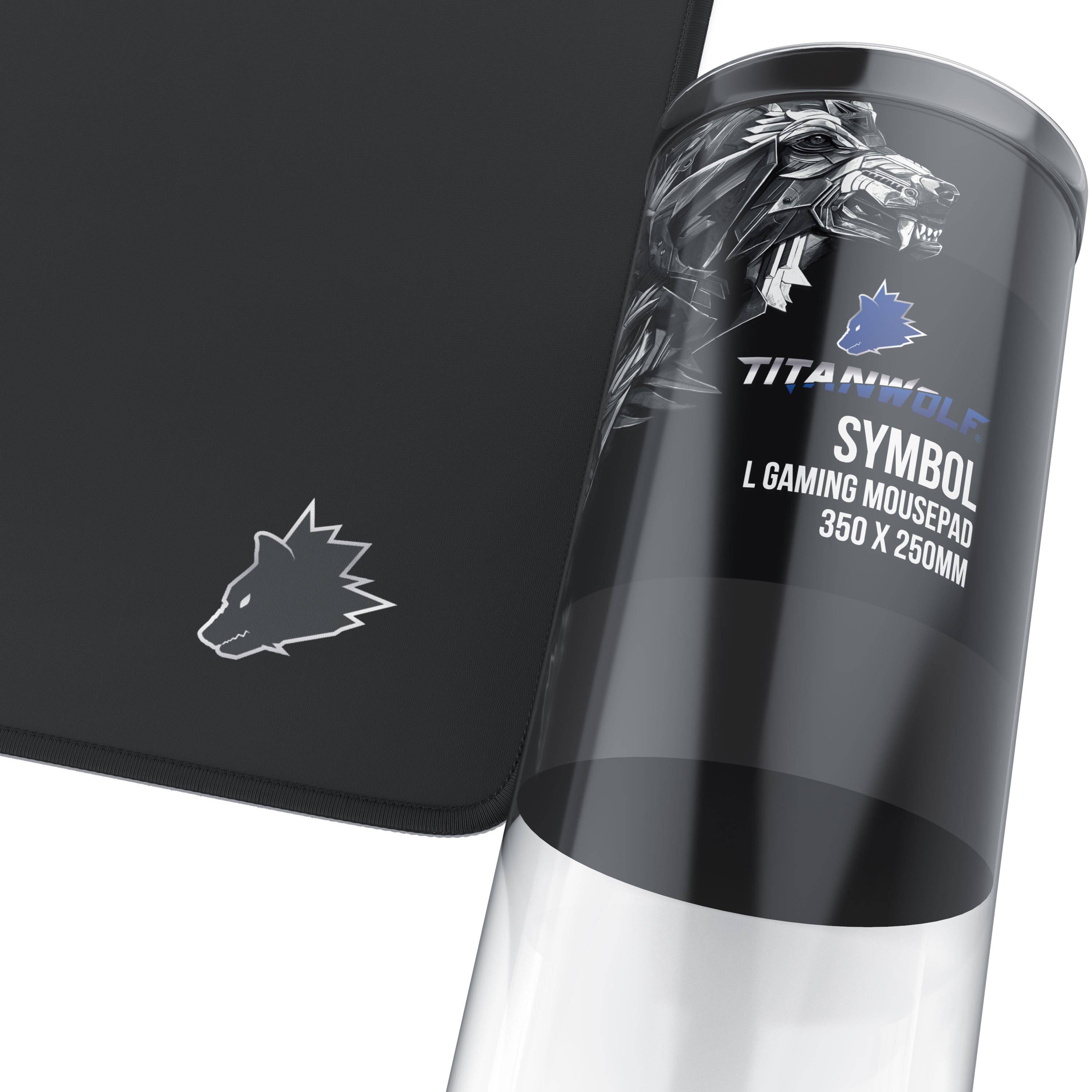 Titanwolf Gaming Mauspad, Speed Gaming Mousepad 250 x 350mm mit gummierter Rückseite, kleines Wolfsmotiv