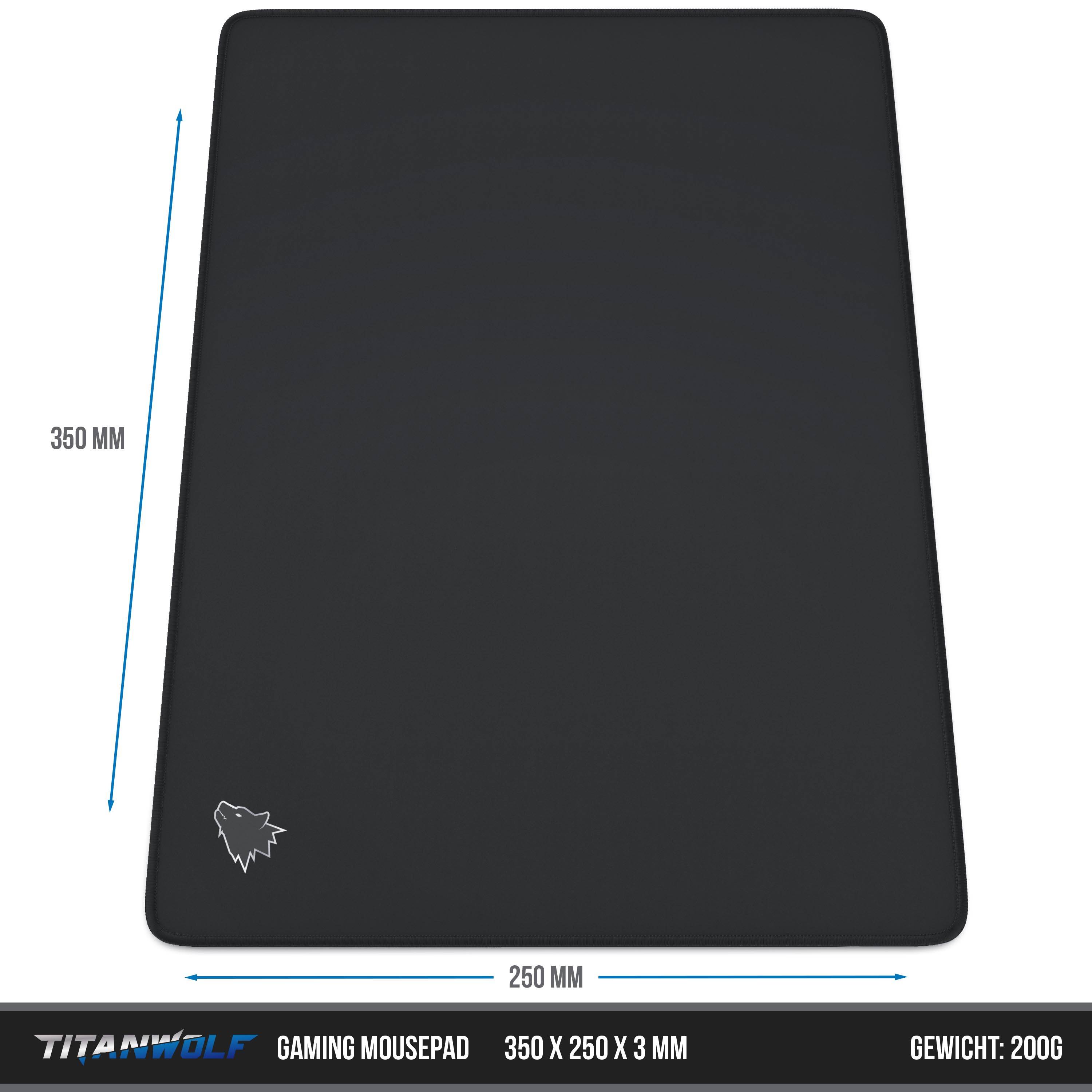 Titanwolf Gaming Mauspad, Speed Gaming Mousepad 250 x 350mm mit gummierter Rückseite, kleines Wolfsmotiv