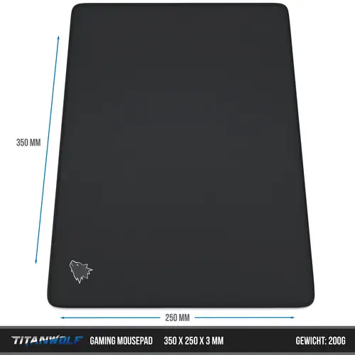 Titanwolf Gaming Mauspad, Speed Gaming Mousepad 250 x 350mm mit gummierter Rückseite, kleines Wolfsmotiv Titanwolf Gaming Mauspad, Speed Gaming Mousepad 250 x 350mm mit gummierter Rückseite, kleines Wolfsmotiv