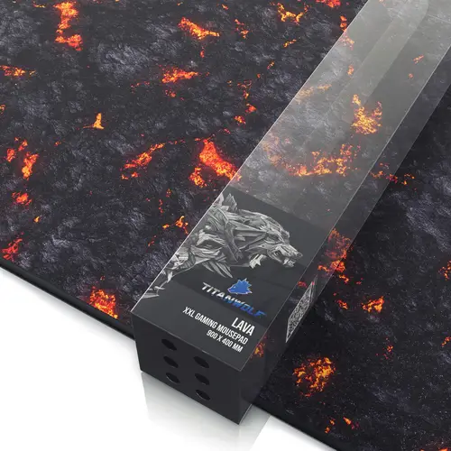 Titanwolf Gaming Mauspad XXL, glattes Stoffgewebe, Speed Mousepad 900 x 400mm große Fläche, Lavamotiv Titanwolf Gaming Mauspad XXL, glattes Stoffgewebe, Speed Mousepad 900 x 400mm große Fläche, Lavamotiv