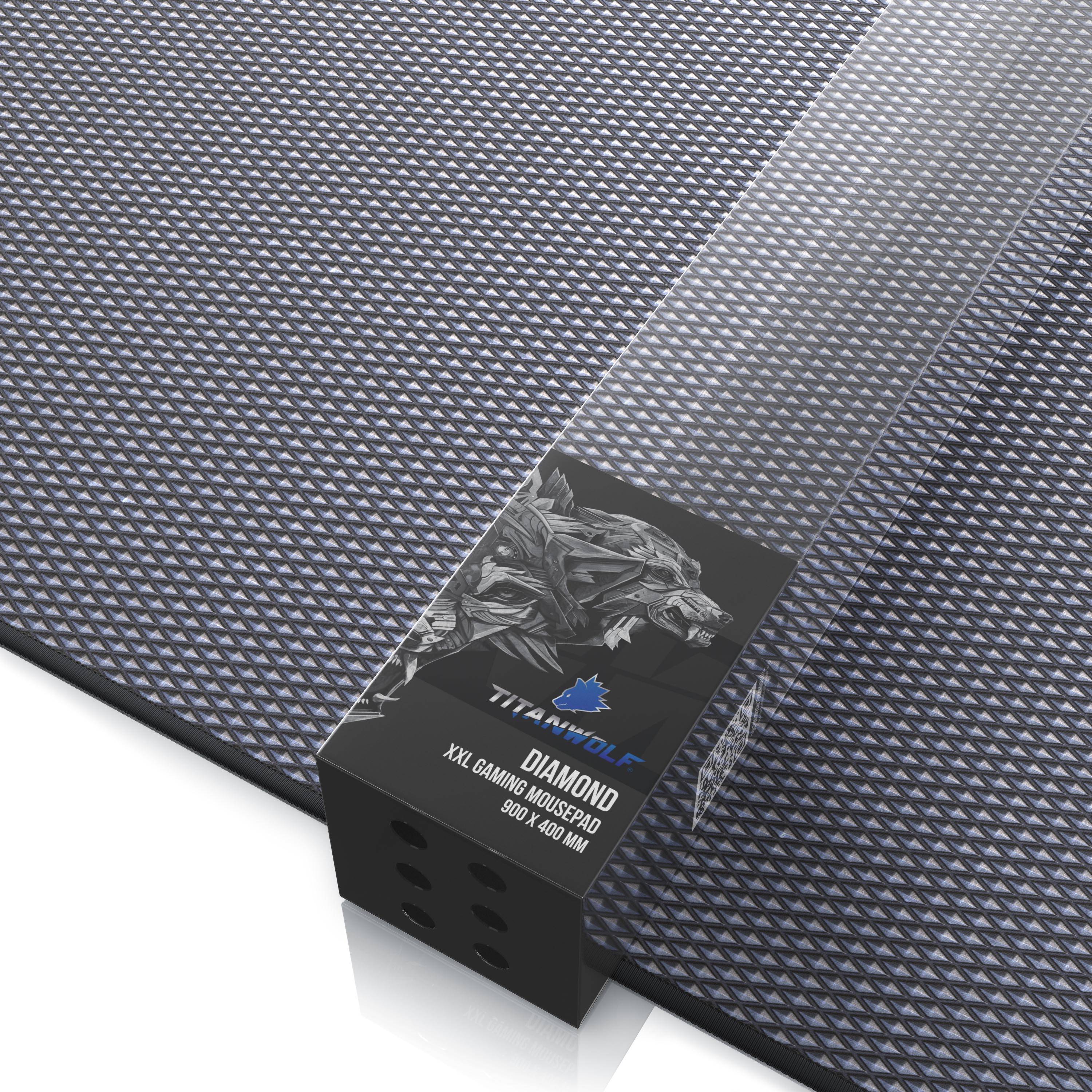 Titanwolf Gaming Mauspad XXL, glattes Stoffgewebe, Speed Mousepad 900 x 400mm große Fläche, Diamantmotiv