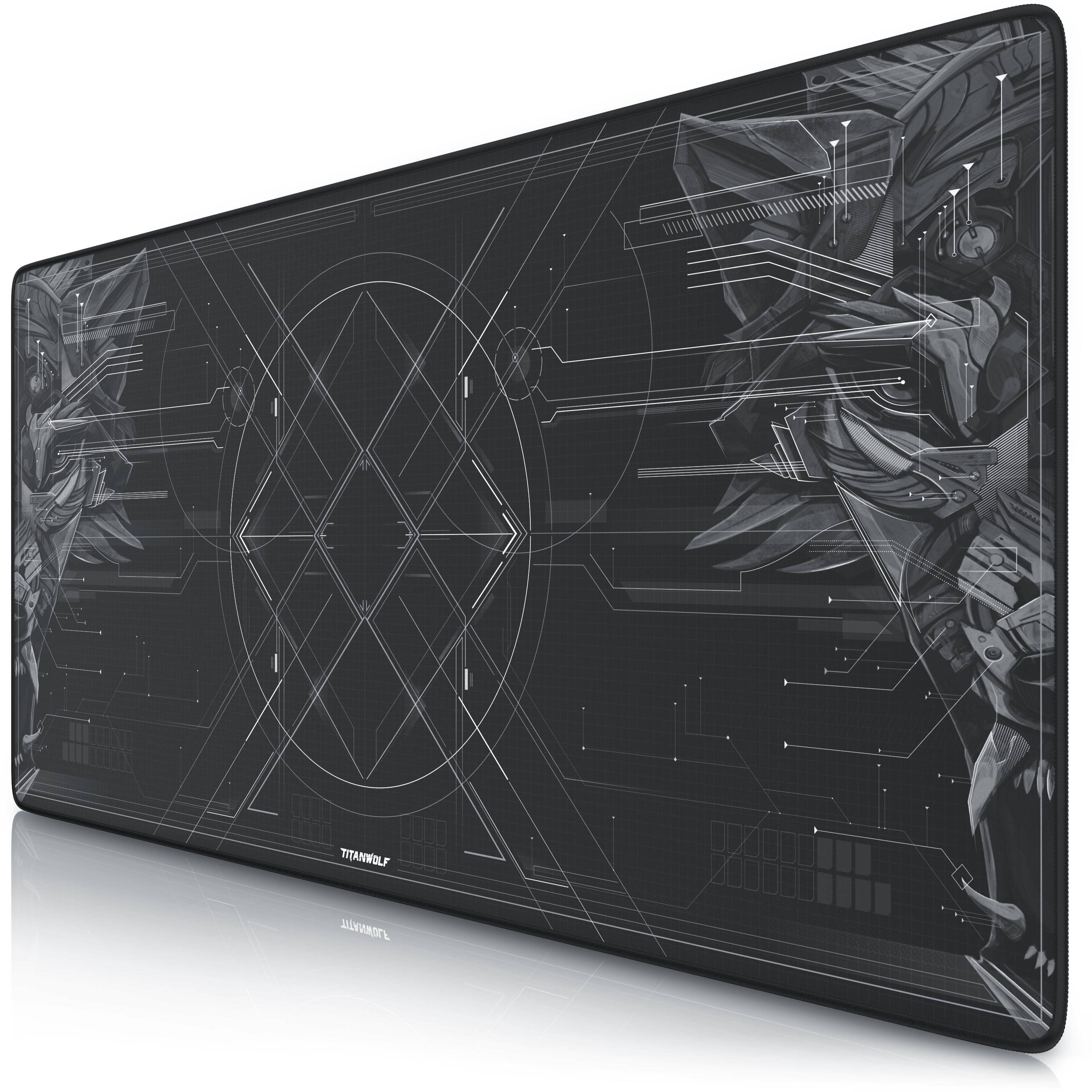 Titanwolf Gaming Mauspad XXL, glattes Stoffgewebe, Speed Mousepad 900 x 400mm große Fläche, HUD Motiv