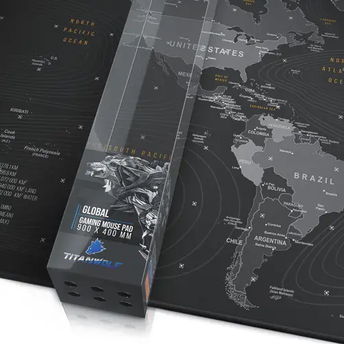 Titanwolf Gaming Mauspad XXL, glattes Stoffgewebe, Speed Mousepad 900 x 400mm große Fläche, Globus Titanwolf Gaming Mauspad XXL, glattes Stoffgewebe, Speed Mousepad 900 x 400mm große Fläche, Globus