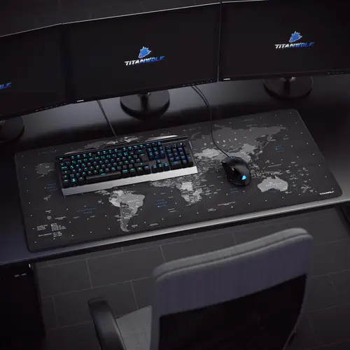 Titanwolf Gaming Mauspad XXL, glattes Stoffgewebe, Speed Mousepad, 900 x 400mm große Fläche, Globus Titanwolf Gaming Mauspad XXL, glattes Stoffgewebe, Speed Mousepad, 900 x 400mm große Fläche, Globus