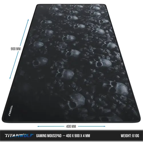 Titanwolf Gaming Mauspad XXL, glattes Stoffgewebe, Speed Mousepad 900 x 400mm große Fläche, Skulls Titanwolf Gaming Mauspad XXL, glattes Stoffgewebe, Speed Mousepad 900 x 400mm große Fläche, Skulls