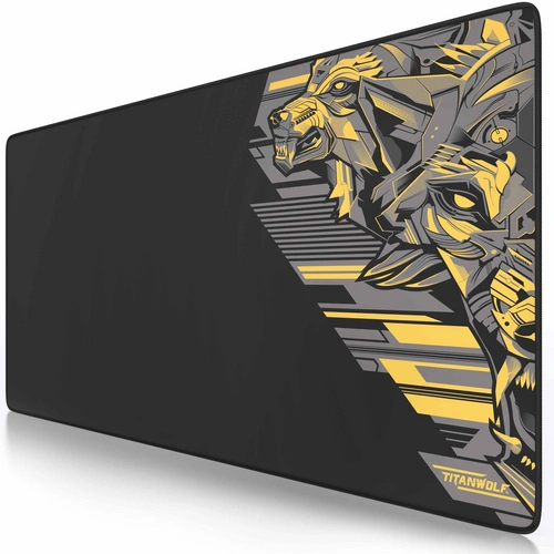 Titanwolf Gaming Mauspad XXL, glattes Stoffgewebe, Speed Mousepad 900 x 400mm große Fläche, Vector Gelb Titanwolf Gaming Mauspad XXL, glattes Stoffgewebe, Speed Mousepad 900 x 400mm große Fläche, Vector Gelb