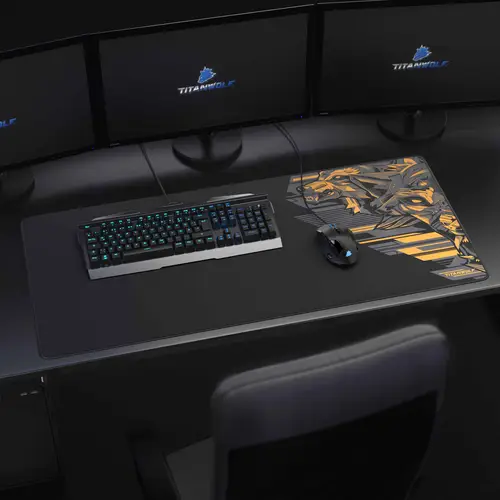 Titanwolf Gaming Mauspad XXL, glattes Stoffgewebe, Speed Mousepad 900 x 400mm große Fläche, Vector Gelb Titanwolf Gaming Mauspad XXL, glattes Stoffgewebe, Speed Mousepad 900 x 400mm große Fläche, Vector Gelb