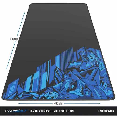 Titanwolf Gaming Mauspad XXL, glattes Stoffgewebe, Speed Mousepad 900 x 400mm große Fläche, Vector Blau Titanwolf Gaming Mauspad XXL, glattes Stoffgewebe, Speed Mousepad 900 x 400mm große Fläche, Vector Blau