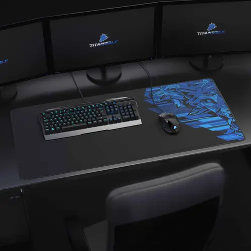 Titanwolf Gaming Mauspad XXL, glattes Stoffgewebe, Speed Mousepad 900 x 400mm große Fläche, Vector Blau Titanwolf Gaming Mauspad XXL, glattes Stoffgewebe, Speed Mousepad 900 x 400mm große Fläche, Vector Blau