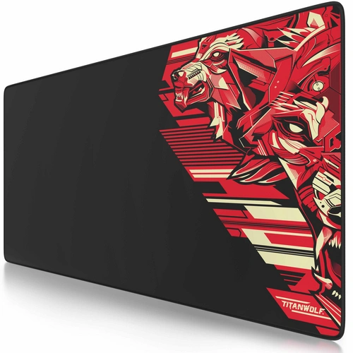 Titanwolf Gaming Mauspad XXL, glattes Stoffgewebe, Speed Mousepad 900 x 400mm große Fläche, Vector Rot Titanwolf Gaming Mauspad XXL, glattes Stoffgewebe, Speed Mousepad 900 x 400mm große Fläche, Vector Rot