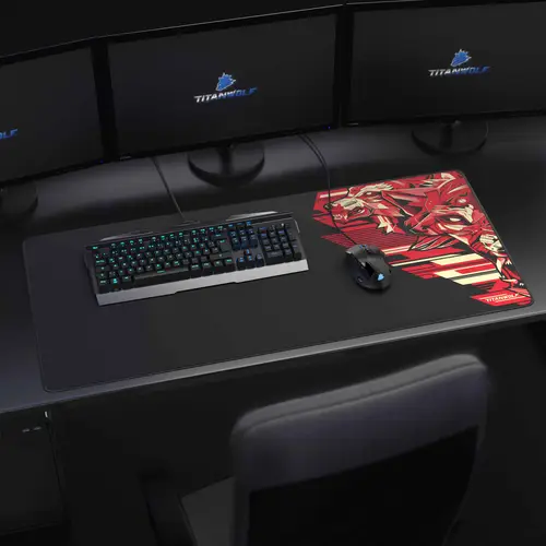 Titanwolf Gaming Mauspad XXL, glattes Stoffgewebe, Speed Mousepad 900 x 400mm große Fläche, Vector Rot Titanwolf Gaming Mauspad XXL, glattes Stoffgewebe, Speed Mousepad 900 x 400mm große Fläche, Vector Rot