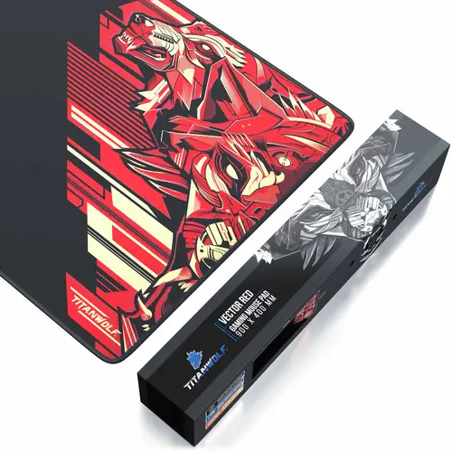Titanwolf Gaming Mauspad XXL, glattes Stoffgewebe, Speed Mousepad 900 x 400mm große Fläche, Vector Rot Titanwolf Gaming Mauspad XXL, glattes Stoffgewebe, Speed Mousepad 900 x 400mm große Fläche, Vector Rot