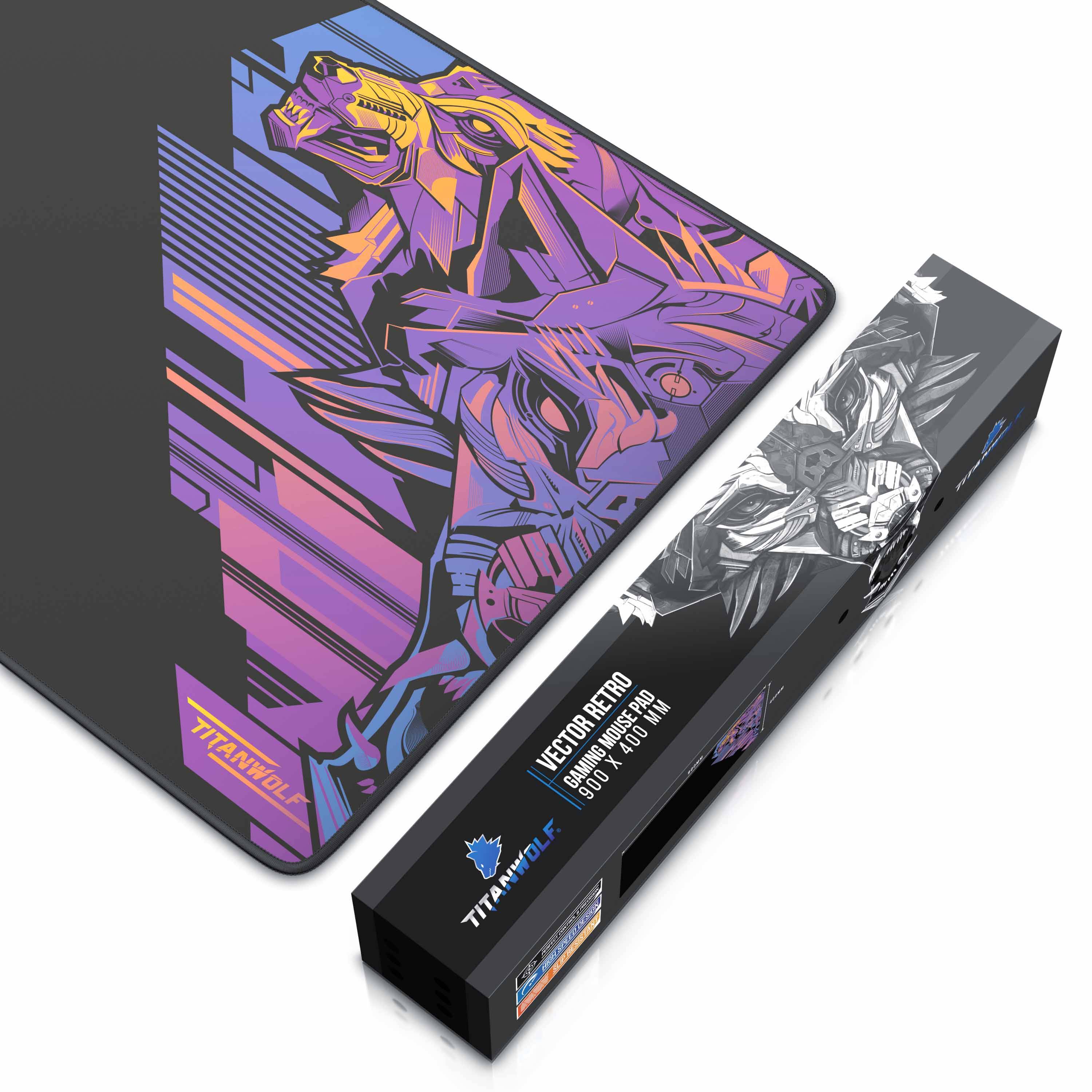 Titanwolf Gaming Mauspad XXL, glattes Stoffgewebe, Speed Mousepad 900 x 400mm große Fläche, Vector Gradient