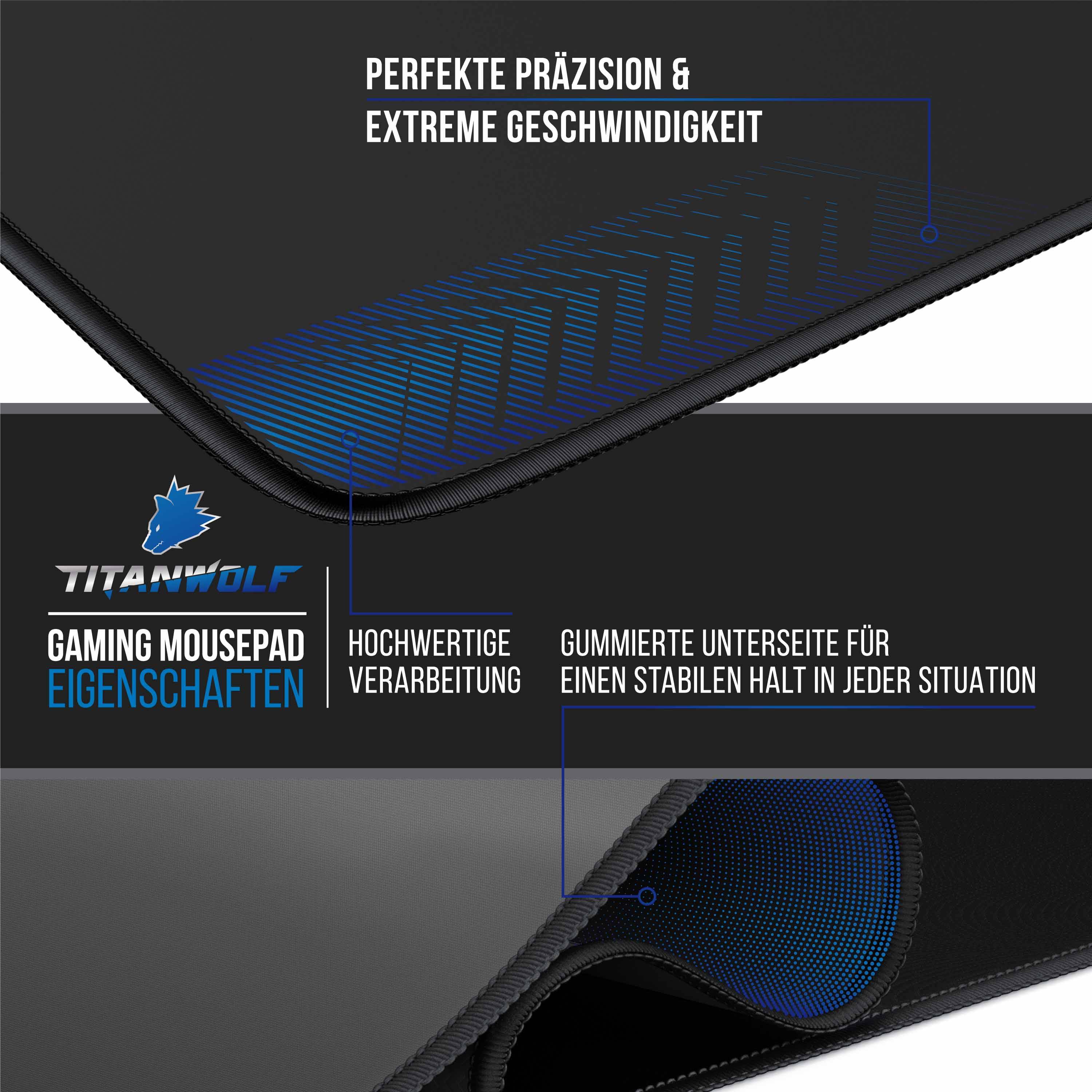 Titanwolf Gaming Mauspad XXL, glattes Stoffgewebe, Speed Mousepad 900 x 400mm große Fläche, Vector Gradient