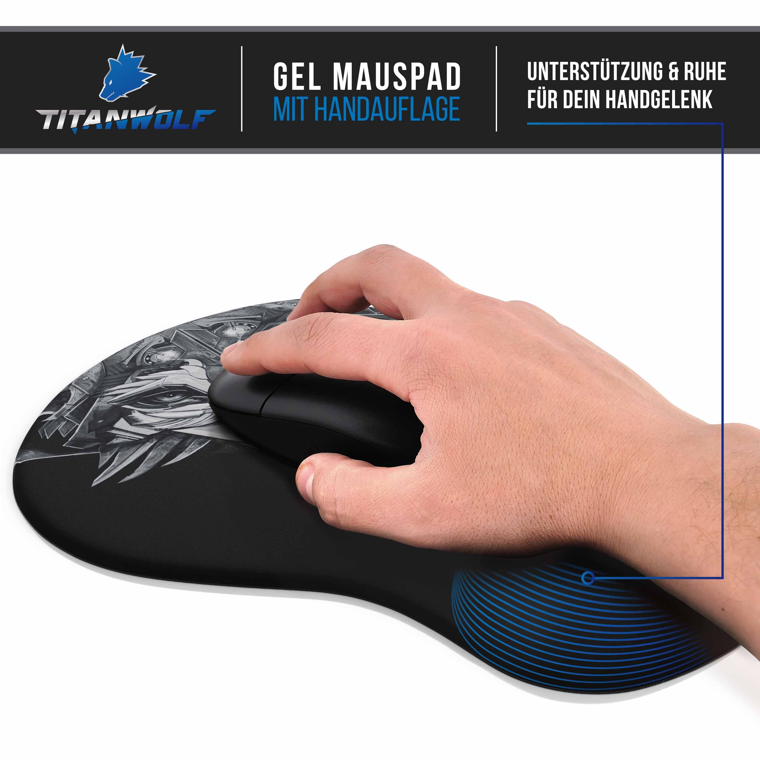 Titanwolf Gaming Mauspad, Gel Office Mousepad, Handgelenkauflage / Handgelenkpolster