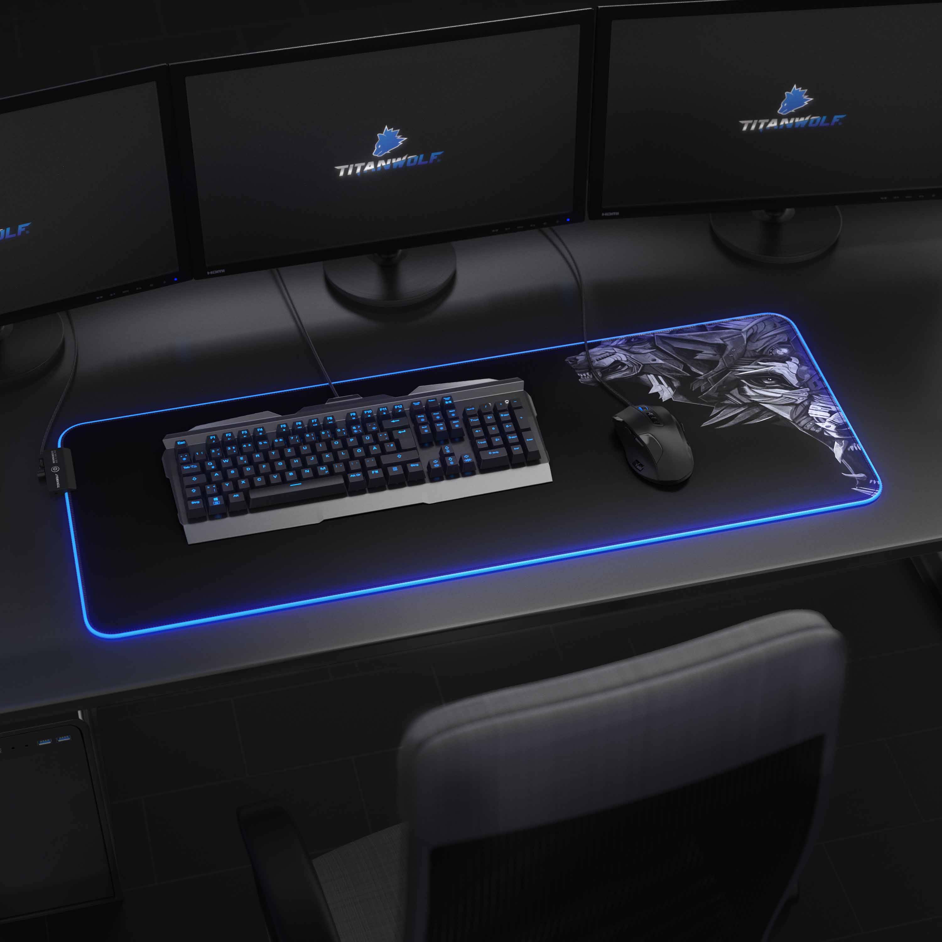 Titanwolf RGB Gaming Mauspad, Mousepad XL 800 x 300mm verbessert Präzision & Geschwindigkeit, Titanwolf