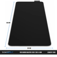 Titanwolf RGB Gaming Mauspad, Mousepad XL 800 x 300mm verbessert Präzision & Geschwindigkeit, schwarz Titanwolf RGB Gaming Mauspad, Mousepad XL 800 x 300mm verbessert Präzision & Geschwindigkeit, schwarz