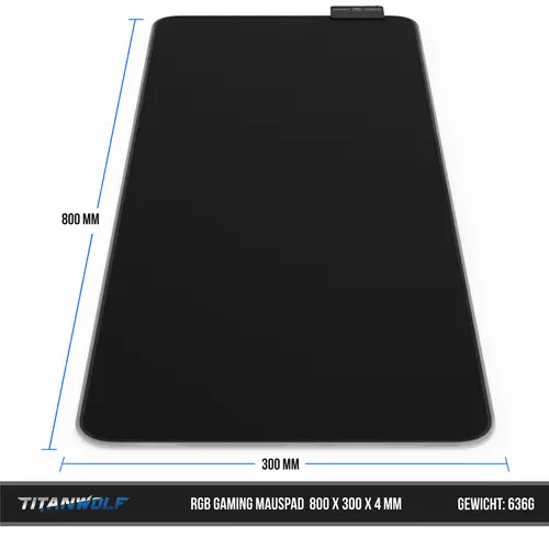 Titanwolf RGB Gaming Mauspad, Mousepad XL 800 x 300mm verbessert Präzision & Geschwindigkeit, schwarz Titanwolf RGB Gaming Mauspad, Mousepad XL 800 x 300mm verbessert Präzision & Geschwindigkeit, schwarz