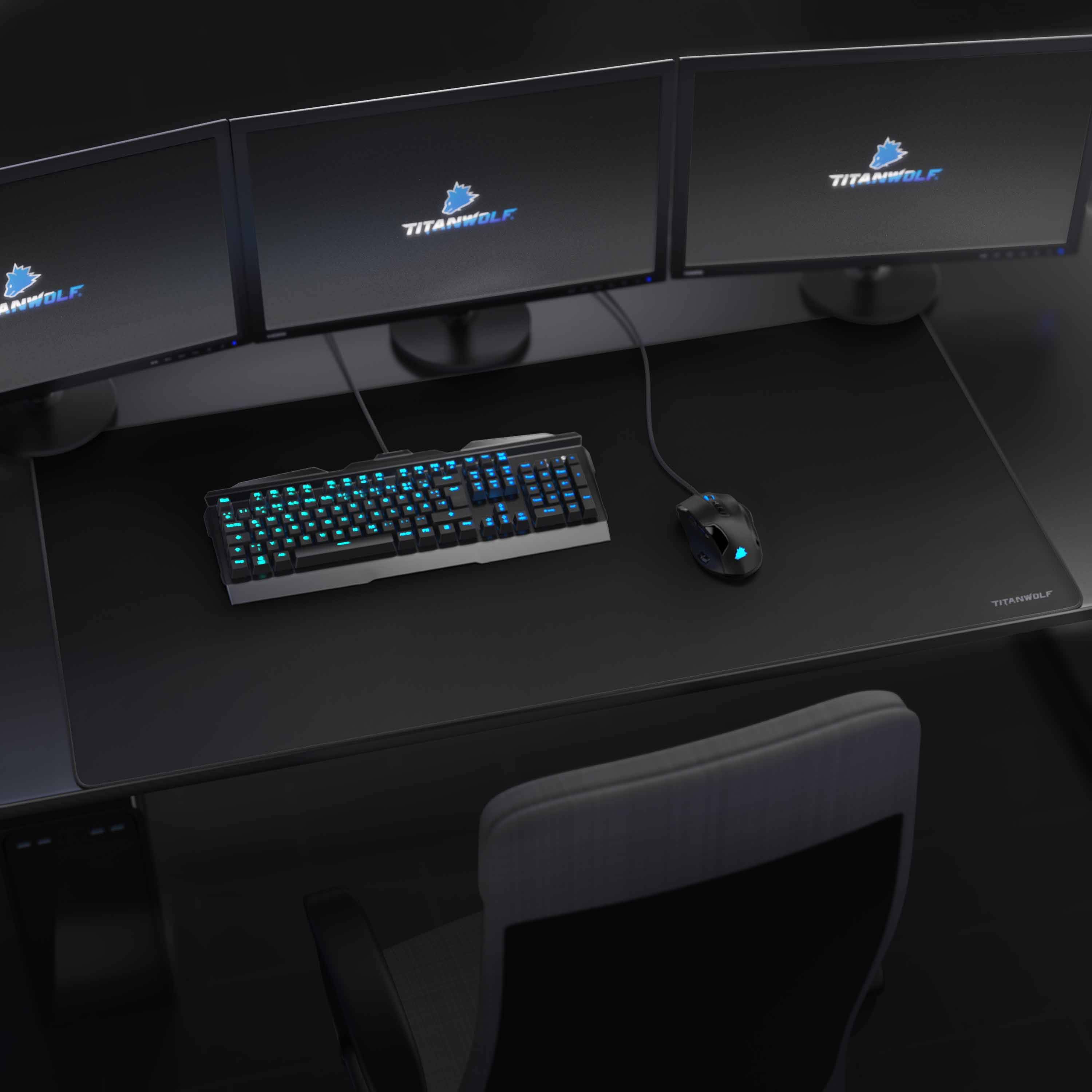 Titanwolf Gaming Mauspad, XXXL Speed Mousepad 1200 x 600 mm, Geschwindigkeit & Präzision, Schriftzug Alpha