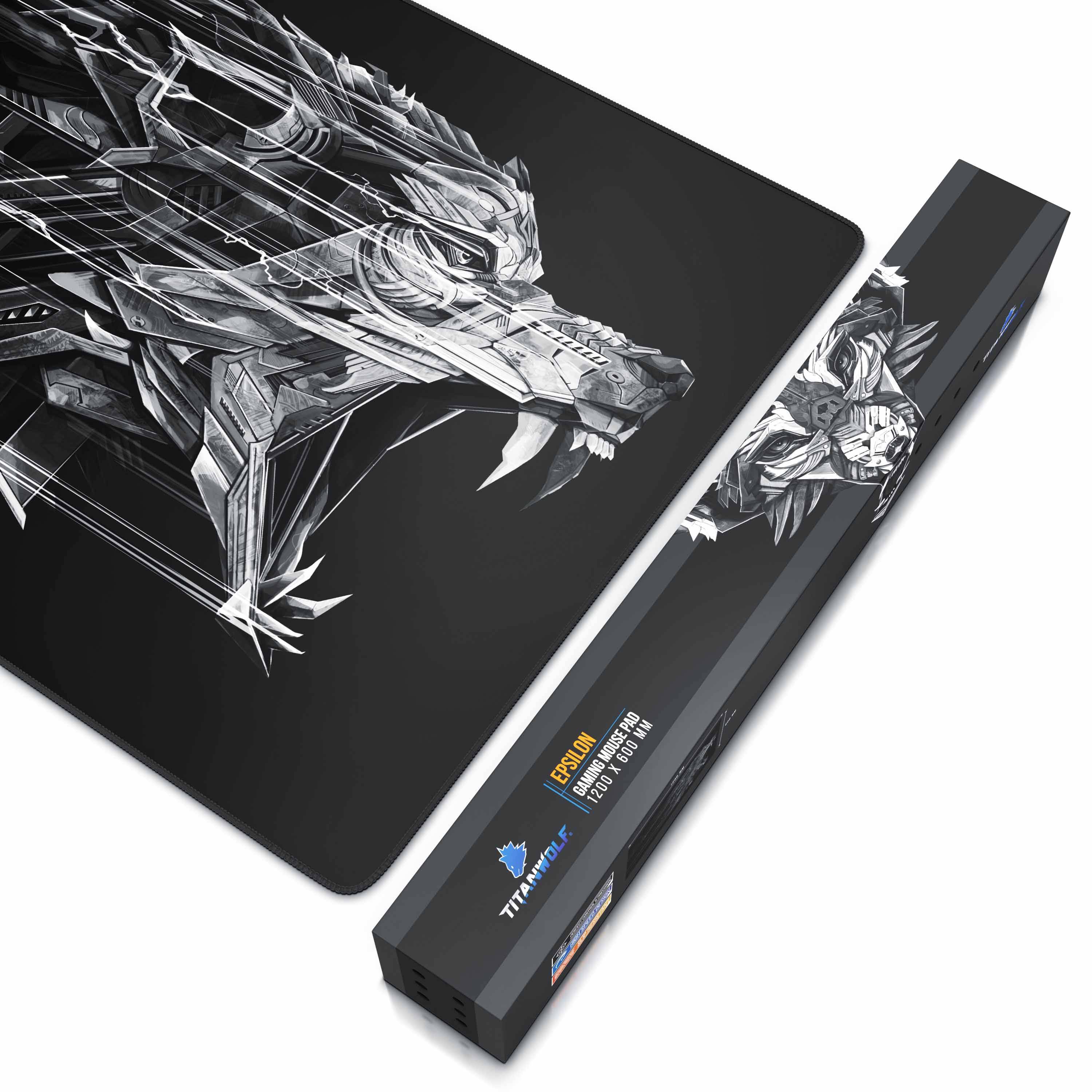 Titanwolf Gaming Mauspad, XXXL Speed Mousepad 1200 x 600 mm, Geschwindigkeit & Präzision, Wolf Epsilon