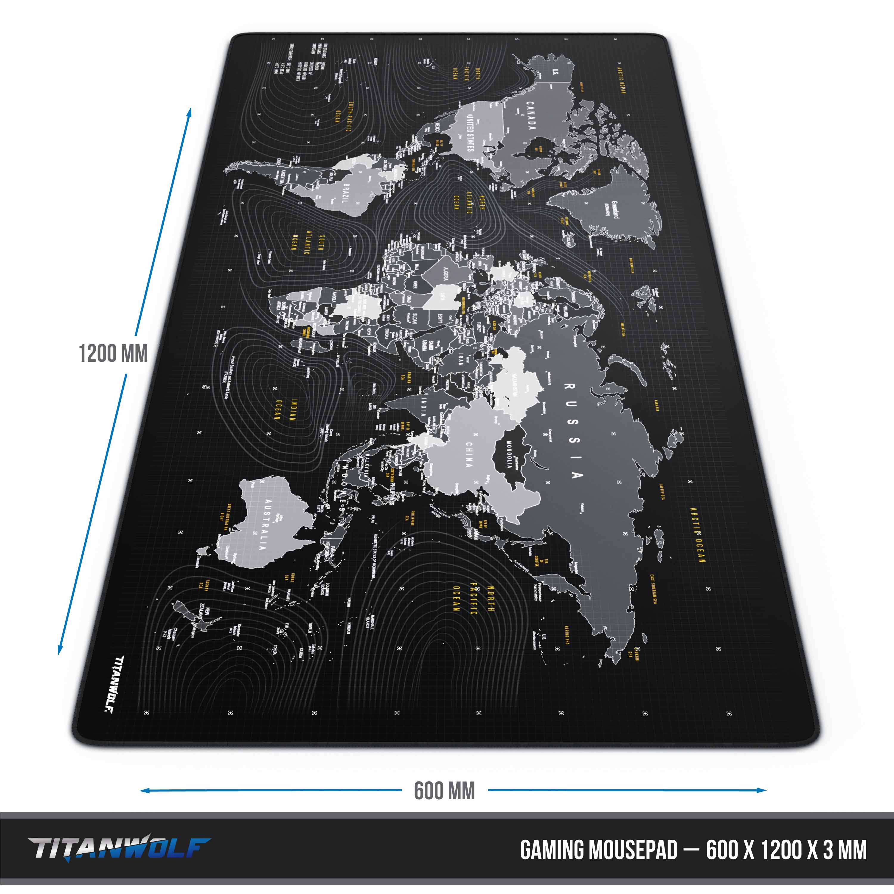 Titanwolf Gaming Mauspad, XXXL Speed Mousepad 1200 x 600 mm, Geschwindigkeit & Präzision, Wolf Global