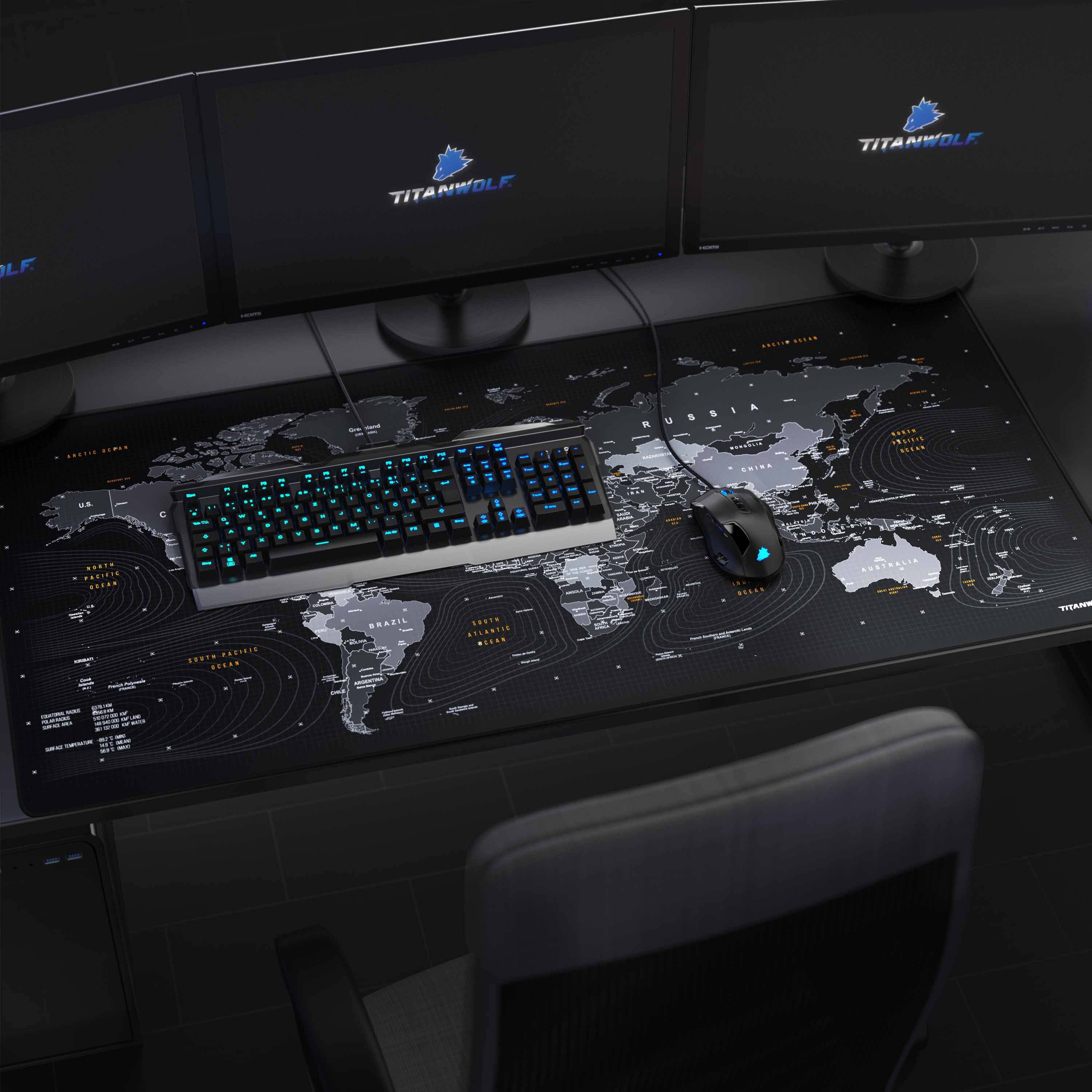 Titanwolf Gaming Mauspad, XXXL Speed Mousepad 1200 x 600 mm, Geschwindigkeit & Präzision, Wolf Global